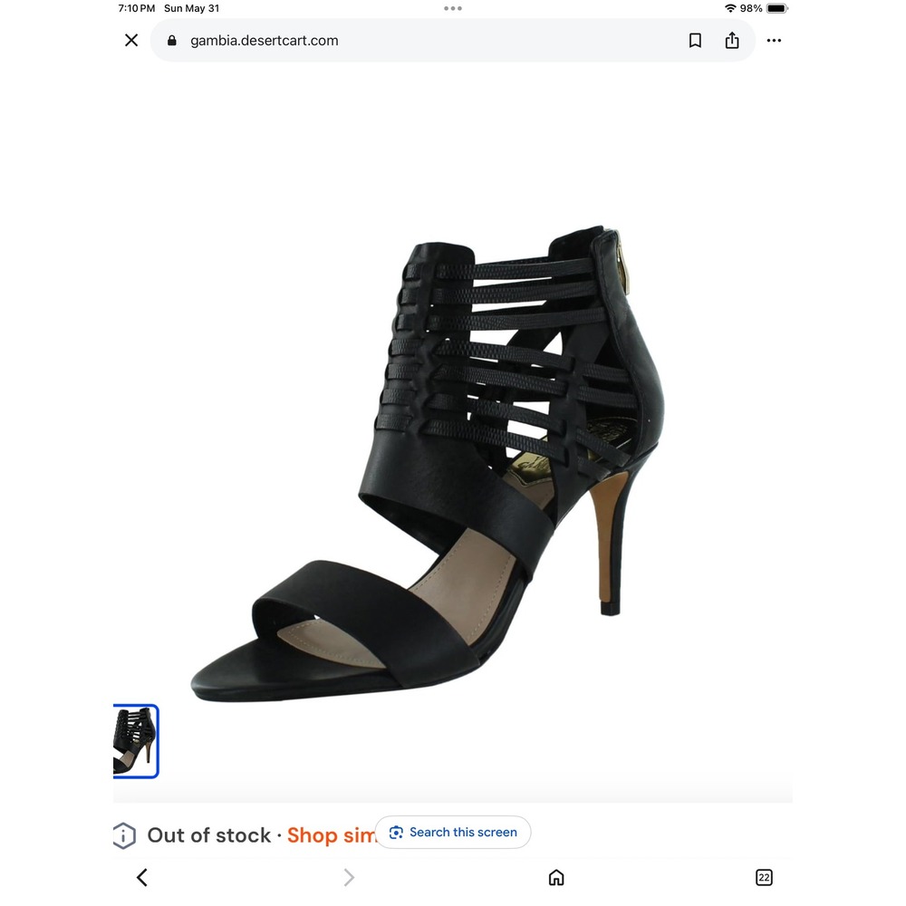 VINCE CAMUTO‎ NUZIRO STRAPPY CAGE DESIGN HEELS IN BLACK LEATHER